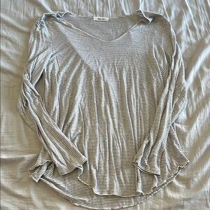 Madewell Women's Striped Long Sleeve Top - Gray